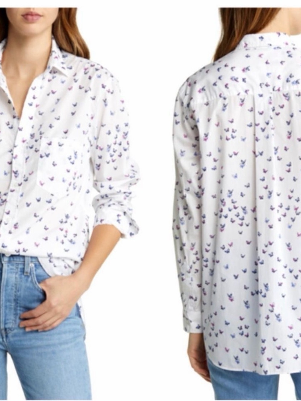 Frank & Eileen Joedy Tailored Butterflies Blouse | Sz L